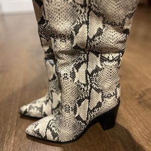 Schutz block heeled snakeskin boot